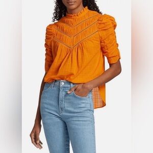 Veronica Beard Hot Orange Frasier Top